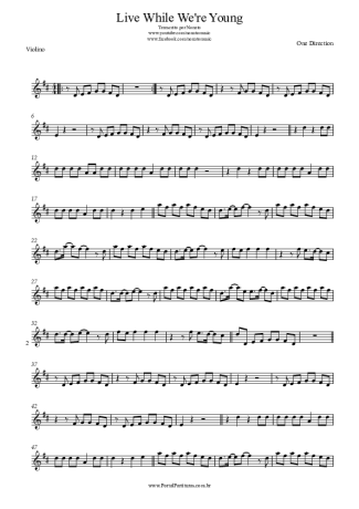 One Direction  score for Violin