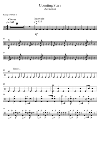 OneRepublic  score for Drums