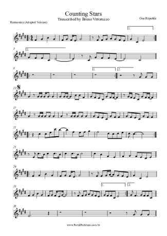 OneRepublic Counting Stars score for Harmonica