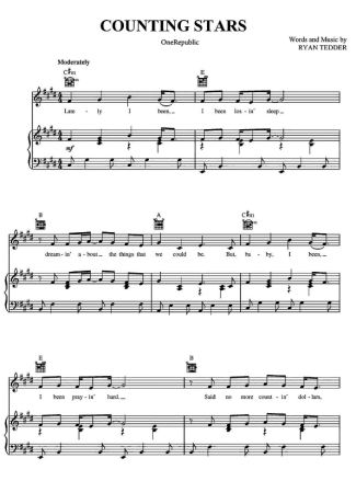 OneRepublic  score for Piano