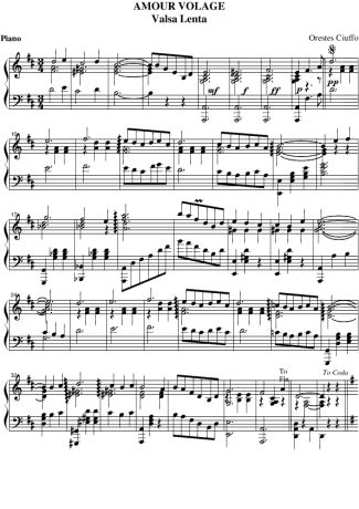 Orestes Ciuffo Amour Volage score for Piano