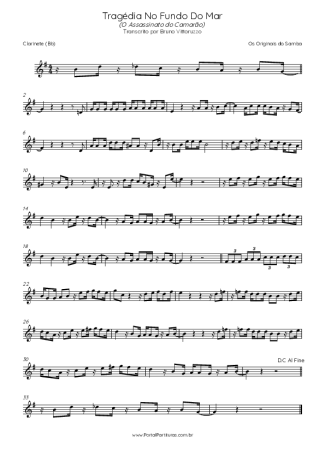 Originais do Samba Tragédia No Fundo Do Mar score for Clarinet (Bb)