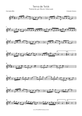 Orlando Silveira Tema De Telck score for Clarinet (Bb)