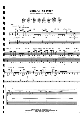 Ozzy Osbourne  score for Guitar