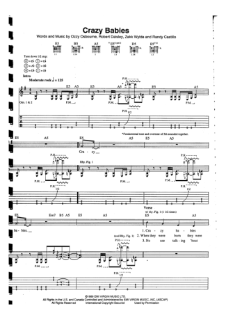 Ozzy Osbourne  score for Guitar