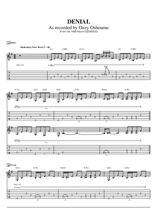 Ozzy Osbourne  score for Guitar