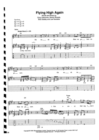 Ozzy Osbourne  score for Guitar