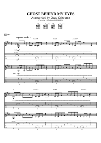 Ozzy Osbourne Ghost Behind My Eyes score for Guitar