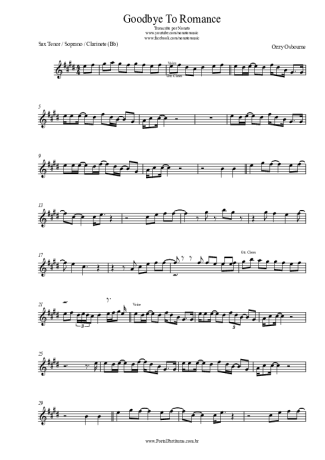 Ozzy Osbourne  score for Clarinet (Bb)