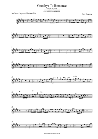 Ozzy Osbourne  score for Tenor Saxophone Soprano (Bb)