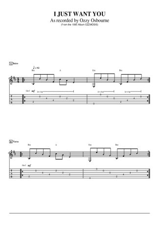 Ozzy Osbourne  score for Guitar