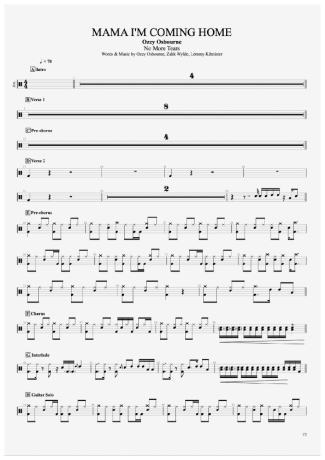 Ozzy Osbourne - Mama Im Coming Home - Sheet Music For Drums