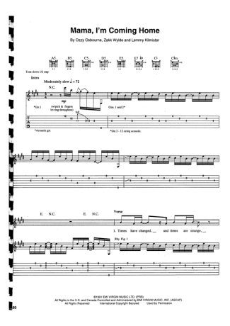 Ozzy Osbourne  score for Guitar