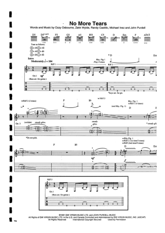 Ozzy Osbourne  score for Guitar