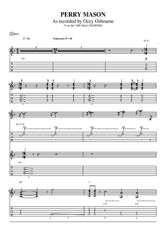 Ozzy Osbourne  score for Guitar