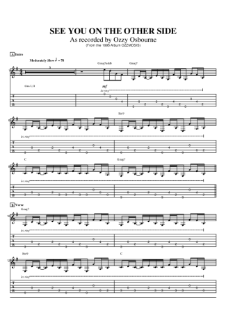 Ozzy Osbourne  score for Guitar