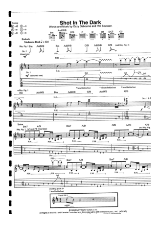 Ozzy Osbourne  score for Guitar