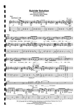 Ozzy Osbourne  score for Guitar