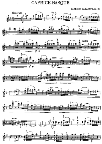 Pablo de Sarasate Caprice Basque 2 score for Violin