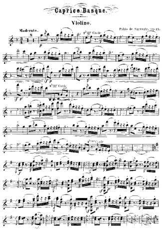 Pablo de Sarasate Caprice Basque score for Violin