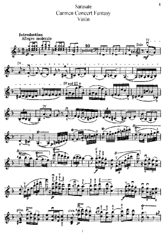 Pablo de Sarasate  score for Violin