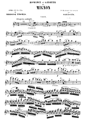 Pablo de Sarasate Romance and Gavotte score for Violin