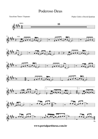 Padre Cirilo e David Quinlan Poderoso Deus score for Tenor Saxophone Soprano (Bb)