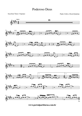 Padre Cirilo e David Quinlan Poderoso Deus score for Tenor Saxophone Soprano (Bb)