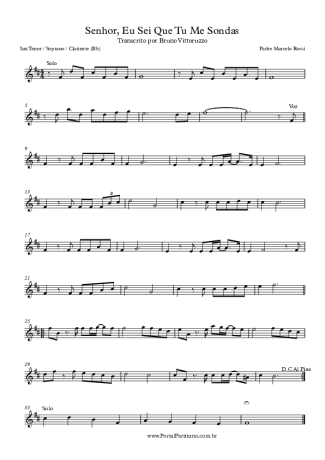 Padre Marcelo Rossi Senhor Eu Sei Que Tu Me Sondas score for Tenor Saxophone Soprano (Bb)