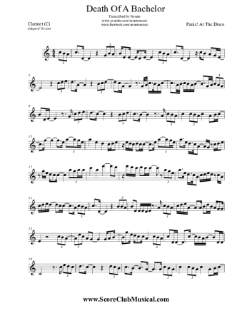 Panic! At The Disco Death Of A Bachelor score for Clarinet (C)