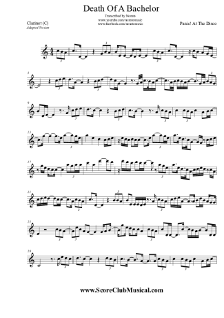 Panic! At The Disco  score for Clarinet (C)