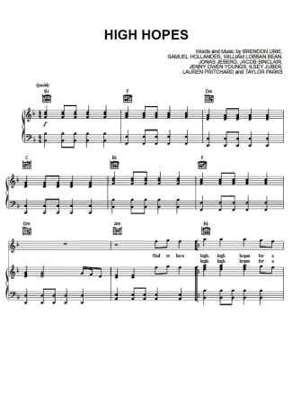 Panic! At The Disco  score for Piano