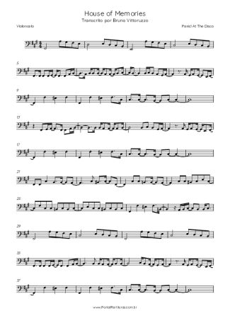 Panic! At The Disco House Of Memories score for Cello