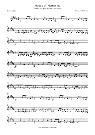 Panic! At The Disco House Of Memories score for Clarinet (Bb)