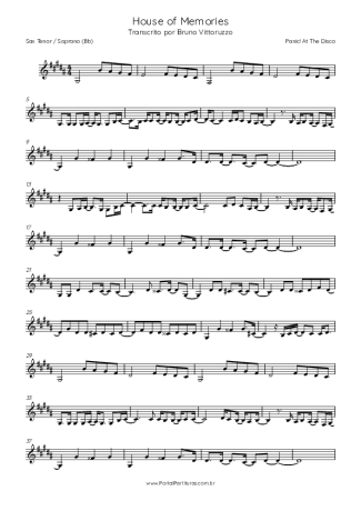 Panic! At The Disco House Of Memories score for Tenor Saxophone Soprano (Bb)