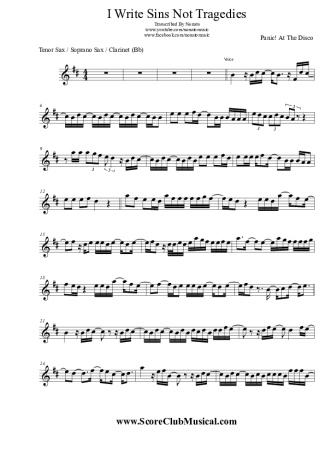 Panic! At The Disco  score for Tenor Saxophone Soprano (Bb)