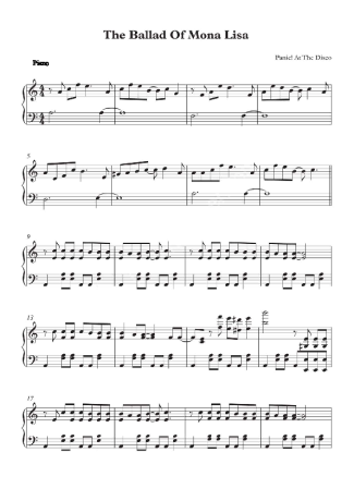 Panic! At The Disco  score for Piano