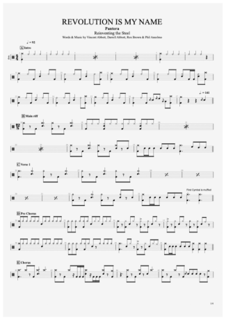 Pantera Revolution Is My Name score for Drums