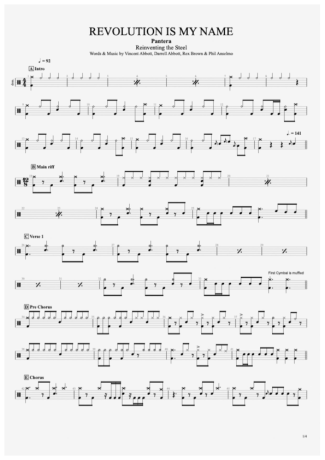 Pantera  score for Drums