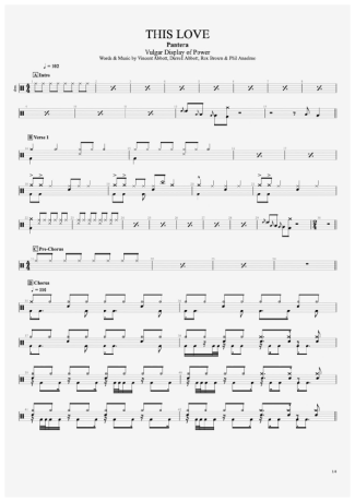 Pantera This Love score for Drums