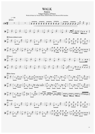 Pantera - Walk - Sheet Music For Drums