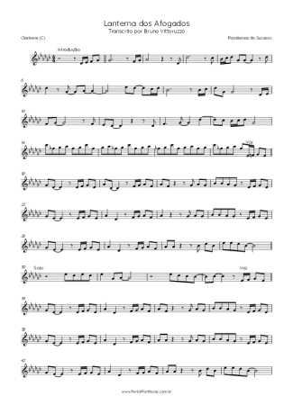 Paralamas do Sucesso Lanterna Dos Afogados score for Clarinet (C)