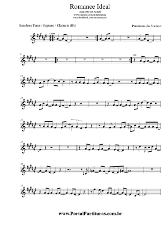 Paralamas do Sucesso Romance Ideal score for Tenor Saxophone Soprano (Bb)