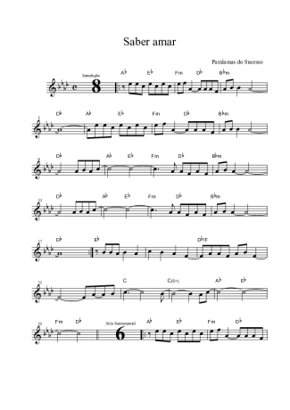 Paralamas do Sucesso Saber Amar score for Tenor Saxophone Soprano (Bb)