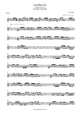 Passenger Let Her Go score for Violin