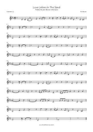 Pat Boone Love Letters In The Sand score for Clarinet (C)