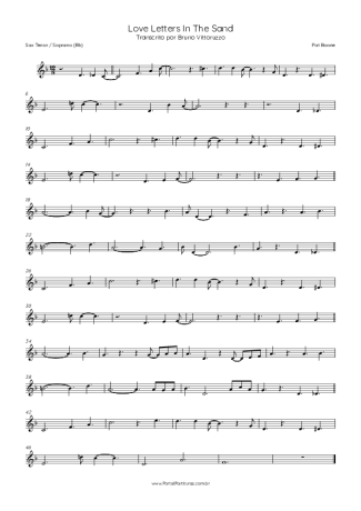 Pat Boone Love Letters In The Sand score for Tenor Saxophone Soprano (Bb)