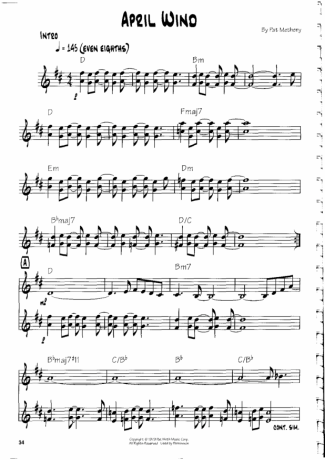 Pat Metheny April Wind score for Guitar