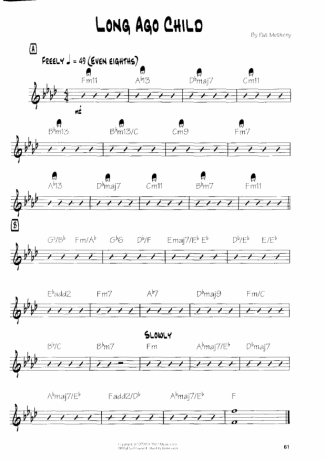 Pat Metheny Long Ago Child score for Guitar