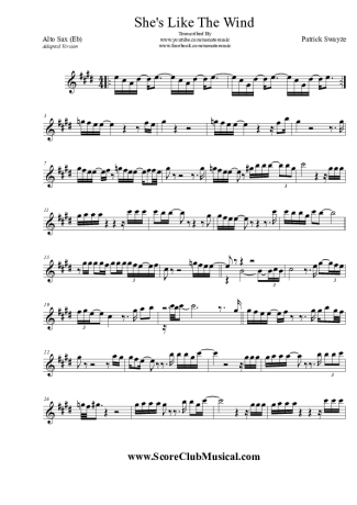 Patrick Swayze She´s Like The Wind score for Alto Saxophone